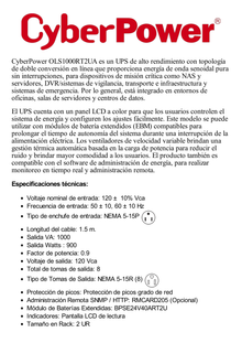 UPS Smart App Online S de 1000 VA/900 W, Online Doble Conversión, Entrada 120 Vca NEMA 5-15P, Onda Senoidal Pura, Rack o Torre de 2 UR, Con 8 Tomas NEMA 5-15R