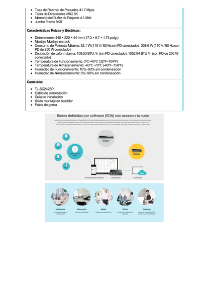 Switch PoE JetStream SDN Administrable 24 puertos 10/100/1000 Mbps + 4 puertos SFP, 24 puertos PoE, 250W, administración centralizada OMADA SDN