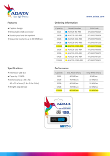 MEMORIA ADATA 128GB USB 3.0 UV128 NEGRA/AZUL