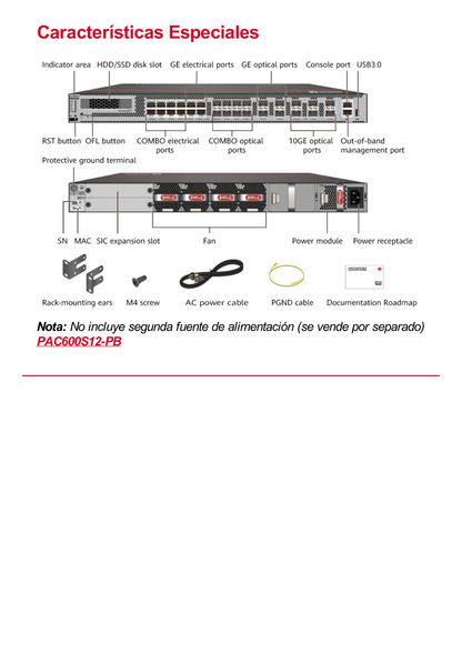 Firewall HUAWEI HiSecEngine de 15 Gbps para Empresas Grandes. Incluye Licencias por 1 Año de Threat Protection (AV, IPS, URL) y Licencia N1