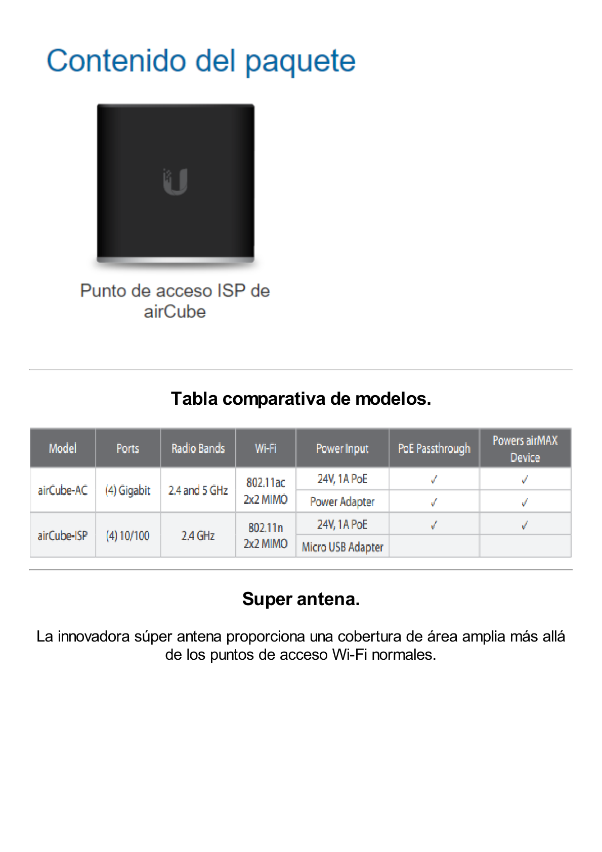 Access Point/Router Wi-Fi airCube, MIMO 2x2, 802.11n, 2.4 GHz (hasta 300 Mbps)