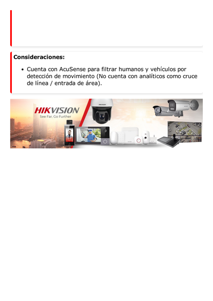 Bala IP 4 Megapixel / ACUSENSE Lite (Detección de Movimiento en Humanos y Vehículos ) / Lente 2.8 mm / Luz Blanca 30 mts / Imagen a Color 24/7 / Micrófono Interconstruido / IP67 / WDR 120 dB / PoE / MicroSD