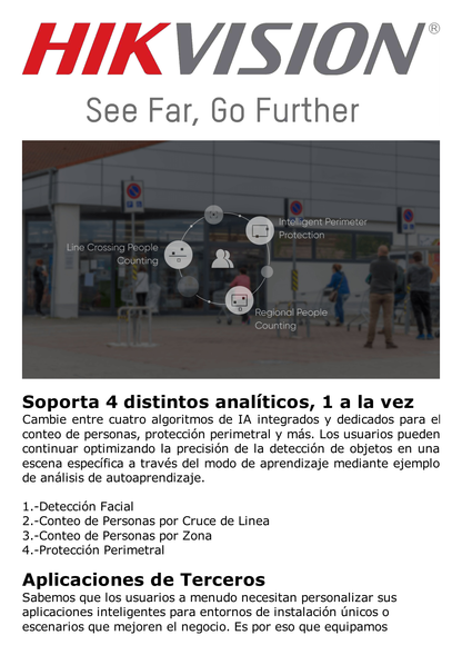 Domo IP 4 Megapixel / Lente 2.8 mm / 40 mts IR / Exterior IP67 / IK10 / Microfono Integrado / DARKFIGHTER / Audio y Alarma I/O / PoE / ONVIF / Micro SD / 4 Analíticos: AcuSense, Detección Facial, Conteo de Personas por Cruce y Zona