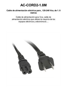 Cable de Alimentación Eléctrica para 120-240 Vca / 1. 8 metros / 2 lineas