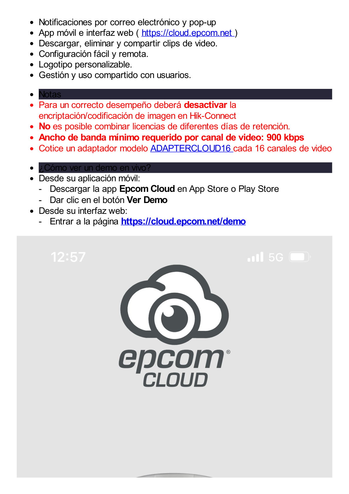 Suscripción Anual Epcom Cloud / Grabación en la nube para 1 canal de video a 8MP con 14 días de retención / Grabación por detección de movimiento