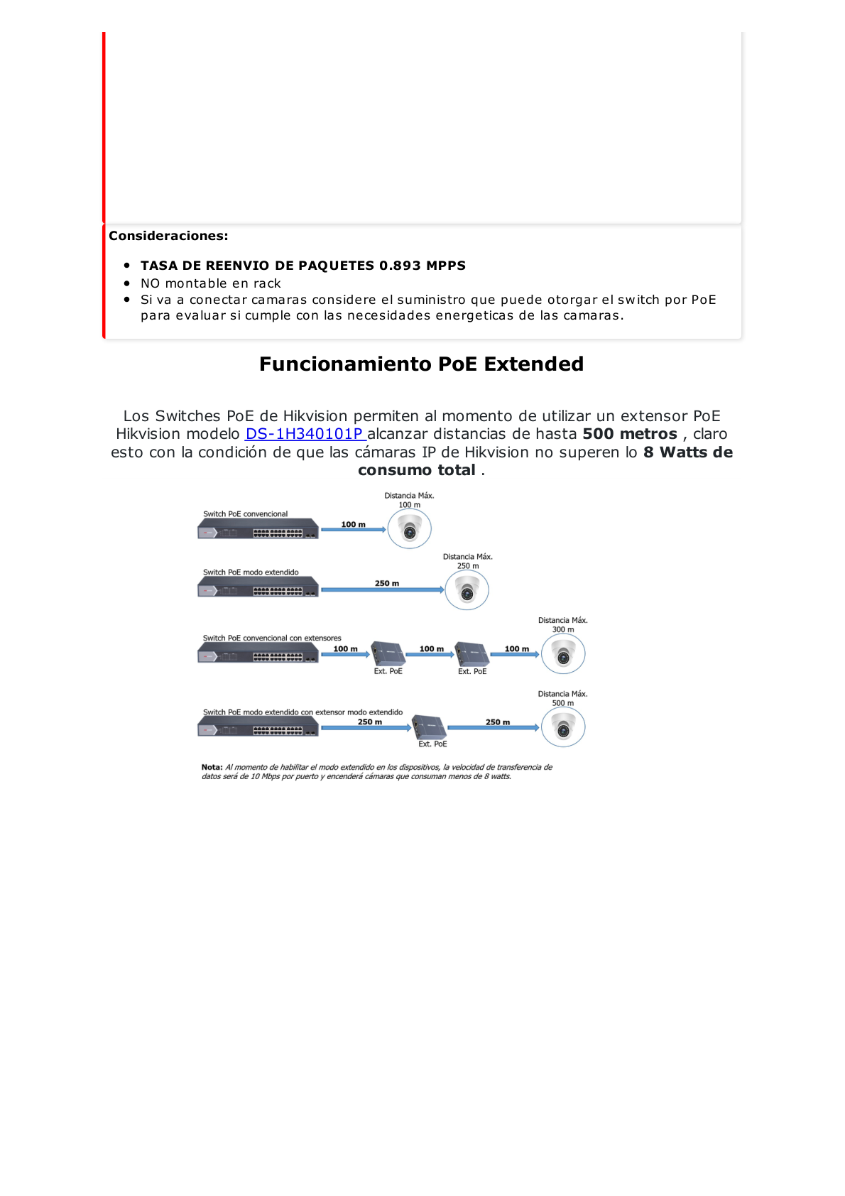 Switch PoE+ / No Administrable / 3 Puertos 10/100 Mbps 802.3 af/at (30 W) + 1 Puerto 100 Mbps Hi-PoE (60 W) / 2 Puertos 10/100 Mbps Uplink / 250 Metros PoE Larga Distancia / 60 W