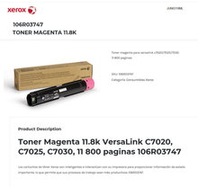 TONER XEROX 106R03747 MAGENTA VERSALINK C7020/C7025/C7030 (11 800 PAG)