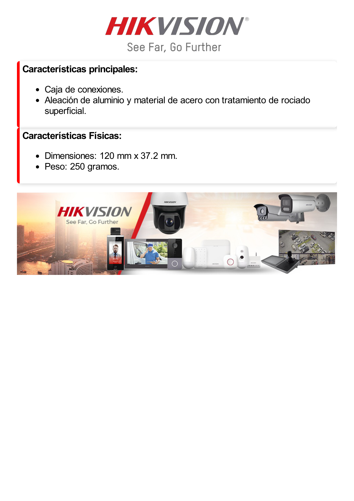 Caja de Conexión para Cámaras HIKVISION / Compatible con DS-2CD25XX / DS-2CD25XX3