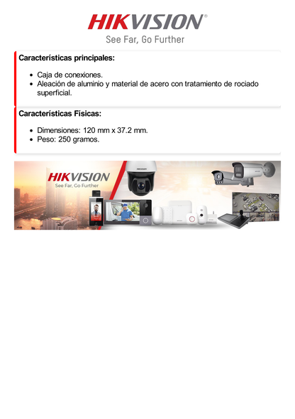 Caja de Conexión para Cámaras HIKVISION / Compatible con DS-2CD25XX / DS-2CD25XX3