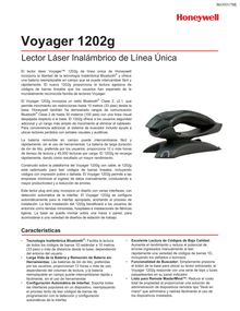 Lector de Codigo de Barras Honeywell Vogager Laser 1202G-2USB-5-N Inalambrico Bluetooth 1D con cable Usb y Base Negro