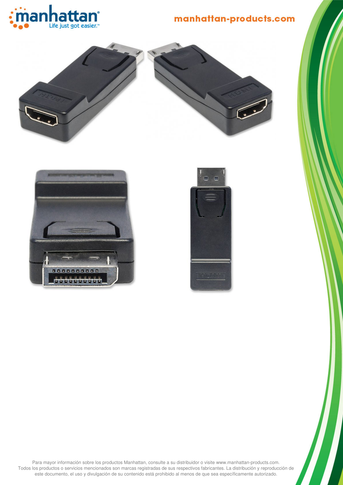 ADAPTADOR MANHATTAN DISPLAY PORT A HDMI M-H