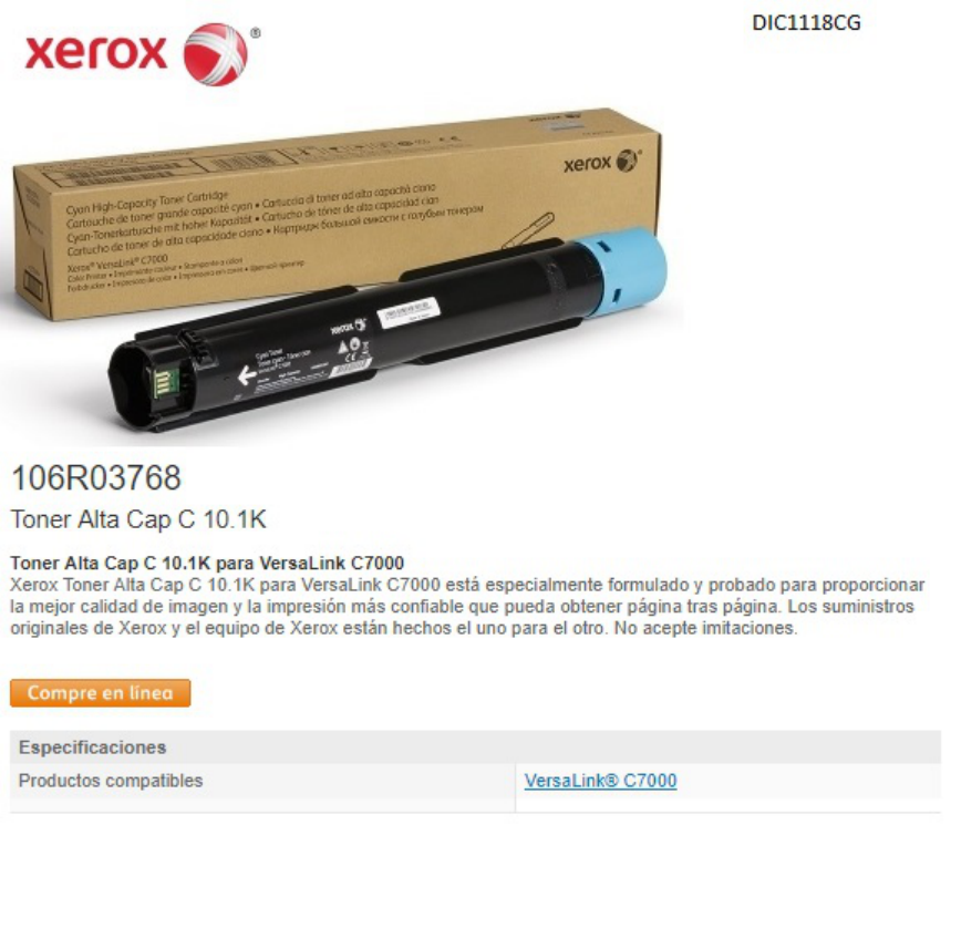 TONER XEROX 106R03768 CIAN VERSALINK C7000 ALTA CAPACIDAD (10 100 PAG)