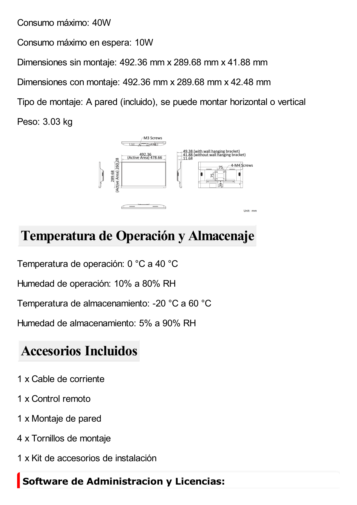 Pantalla LED de 22" para Publicidad Digital / Programación de Horarios / Contenido Personalizado / Sistema Operativo Android / 1 Entrada USB / WiFi