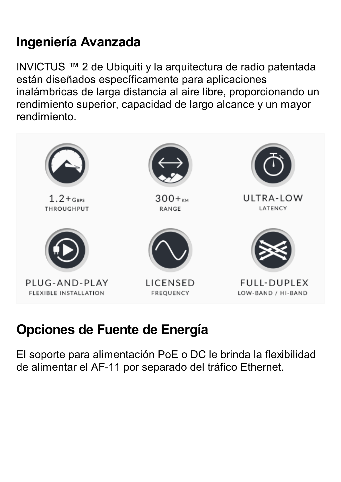 Radio de Backhaul de alta capacidad hasta 1.2 Gbps, banda licenciada 11 GHz (10.7-11.7 GHz), Incluye antena AF-11G35 y un duplexer banda baja AF-11-DUP-L