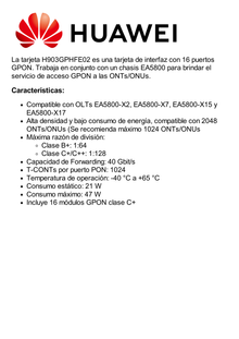 Tarjeta de Servicio de 16 puertos GPON para OLTs Huawei EA5800