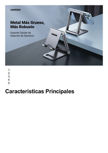 Soporte para Teléfono Celular de Aluminio / Angulo Ajustable / Amplia Compatibilidad con dispositivos de 4.7'' a 7.9'' / Antideslizante / Antiarañazos / Plegable / Color Gris