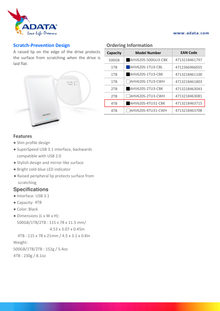 HD EXT 4TB ADATA 2.5 USB 3.0 SLIM AHV620S-4TU31-CBK NEGRO