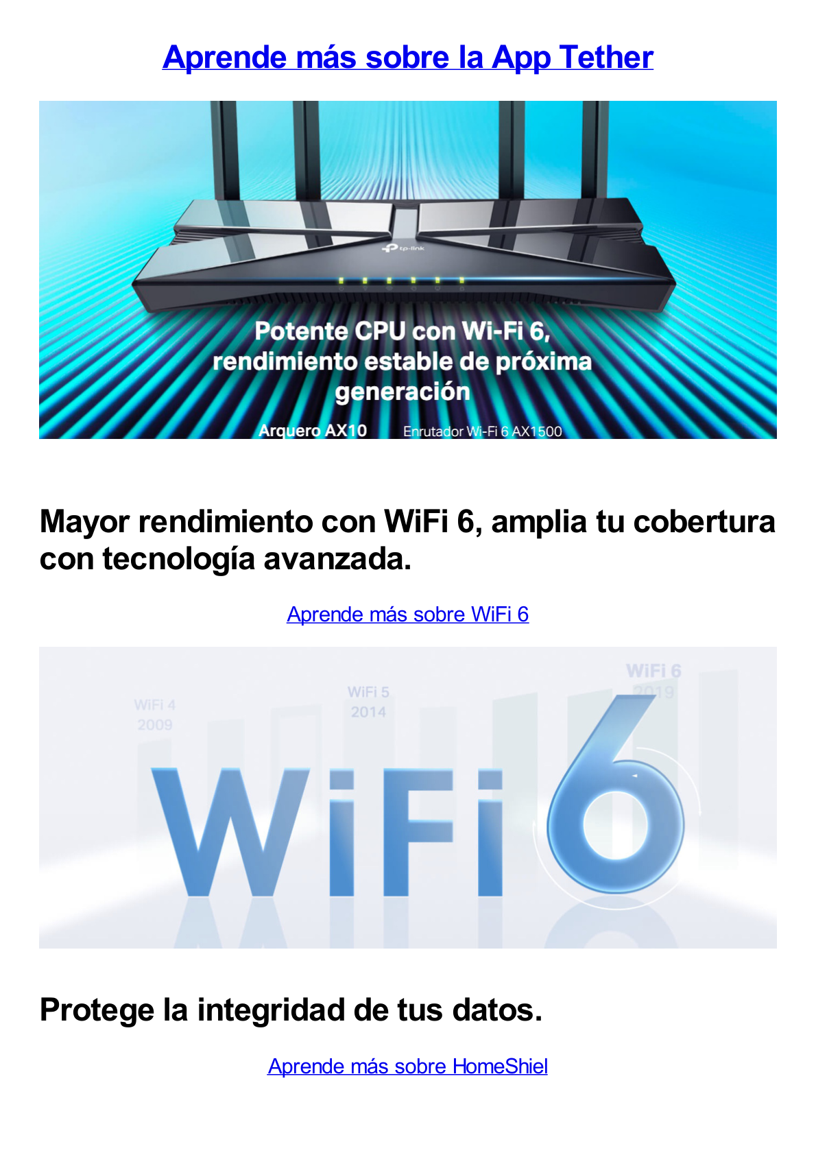 Router WiFi 6 AX 1500Mbps / MU-MIMO 2X2 y OFDMA / 1 Puerto WAN 10/100/1000 Mbps / 4 Puertos LAN 10/100/1000 Mbps / 4 Antenas Beamforming