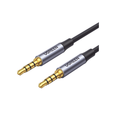 Cable Auxiliar de 3.5mm / Cable Audio Estéreo / Núcleo de Alambre de Cobre Esmaltado / Carcasa de Aluminio Azul + Nylon Trenzado /  Soporta Micrófono / 2 Metros