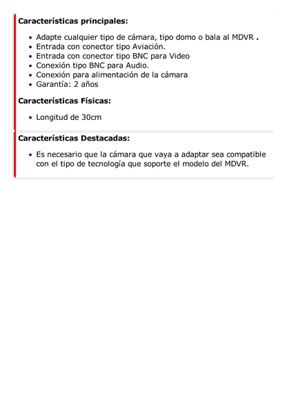 Cable Adaptador Tipo Aviación a BNC para Cámaras en DVR Móvil HIKVISION / 30 cm de Largo