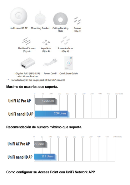 Access Point UniFi 802.11ac Wave 2,  MU-MIMO4X4 con antena Beamforming, hasta 1.7 Gbps, para interior PoE 802.3af, soporta 200 clientes, incluye PoE