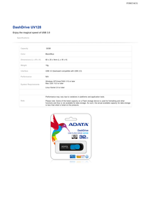 MEMORIA ADATA 32GB USB 3.0 UV128 NEGRA/AZUL