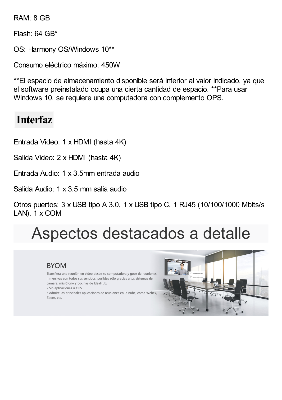 HUAWEI IdeaHub B3, Pantalla interactiva para Colaboración Inteligente, 86", 4K UHD, Harmony, Wi-Fi 6, Seguimiento de Voz, BYOM, Administración desde la Nube Gratis, blanco Jade