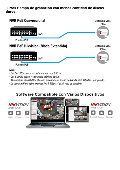 NVR 8 Megapixel (4K) / 32 canales IP / 16 Puertos PoE+ / Soporta Cámaras con AcuSense / 4 Bahías de Disco Duro / Switch PoE 300 mts / HDMI en 4K / Videoanaliticos