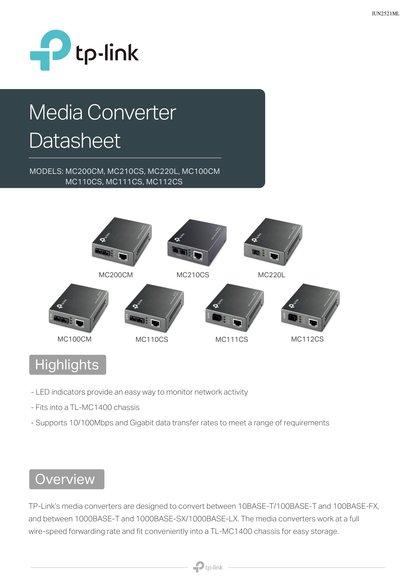 Convertidor Multimedia Modo Individual TP-Link gigabit compatible con IEEE 802.3ab y 802.3z IEEE distancia fibra de hasta 15km