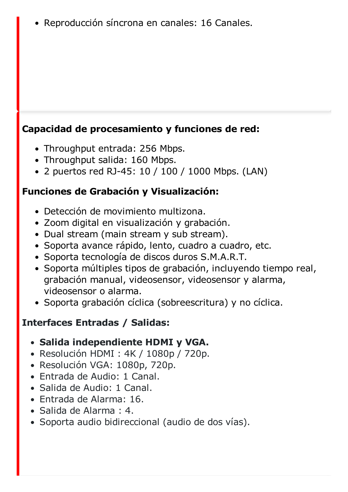 NVR 12 Megapixel (4K) / 32 canales IP / AcuSense (Evita Falsas Alarmas) / Reconocimiento Facial / 4 Bahías de Disco Duro /  HDMI en 4K / Alarmas I/O