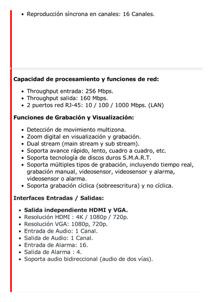 NVR 12 Megapixel (4K) / 32 canales IP / AcuSense (Evita Falsas Alarmas) / Reconocimiento Facial / 4 Bahías de Disco Duro /  HDMI en 4K / Alarmas I/O