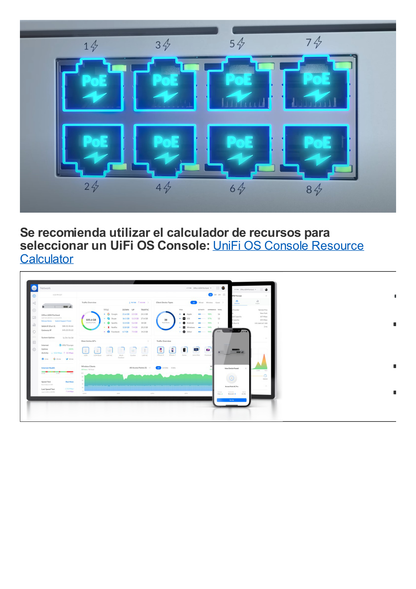 UniFi OS Console: Dream Machine Special Edition, 8 puertos LAN RJ45 con POE, 1 LAN SFP+, 1 WAN 2.5G RJ45  y 1 WAN SFP+, 128 GB de memoria interna. Todas las aplicaciones UniFi integradas