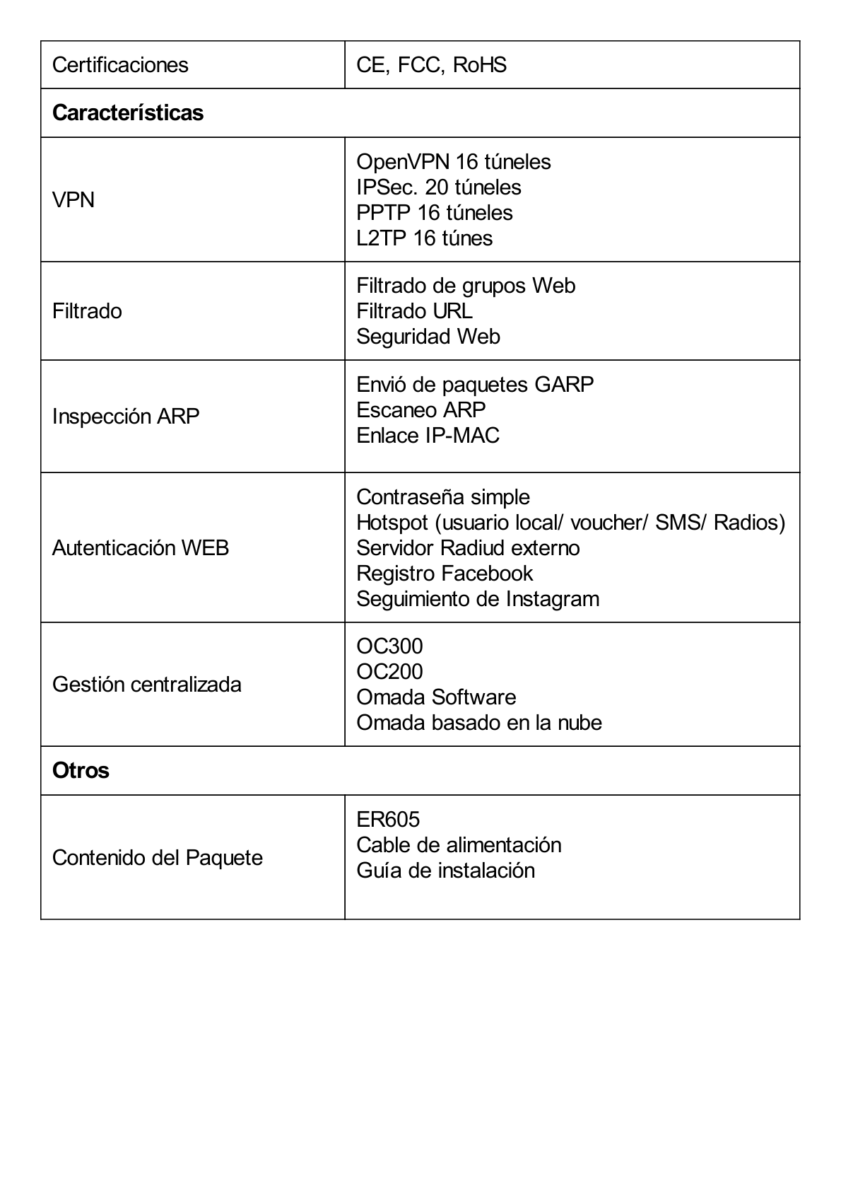 Router Omada VPN / SDN Multi-WAN Gigabit / 1 Puerto WAN Gigabit / 2 Puertos LAN Gigabit / 2 Puertos configurables LAN/WAN / 150,000 Sesiones Concurrentes / Administración Centralizada OMADA o Stand-Alone / 1 Puerto USB 2.0