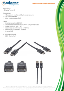 CABLE MANHATTAN DISPLAYPORT 3M NEGRO