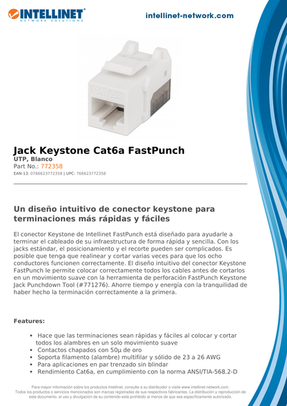 JACK INTELLINET CAT 6A DE IMPACTO BLANCO