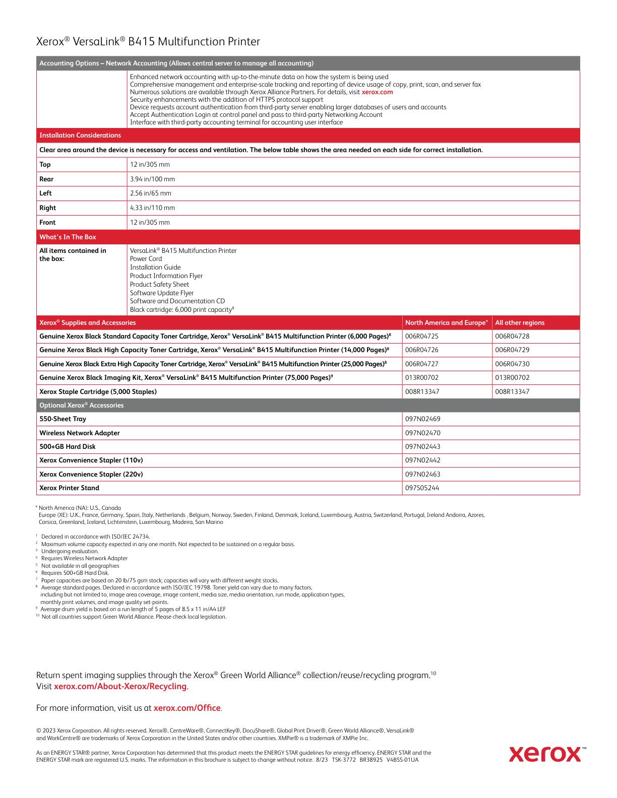 Multifuncional Xerox B415 DN láser monocromática Dúplex Ethernet USB 50ppm