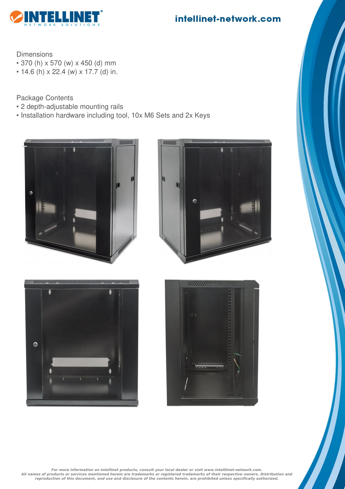 GABINETE INTELLINET 19 MURAL  6U 570*450 FLATPACK