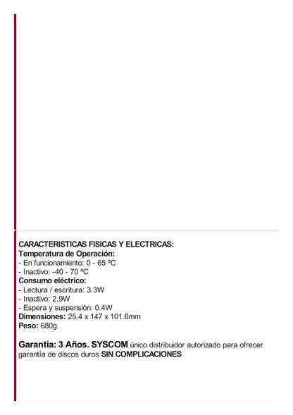 Disco Duro PURPLE de 4TB / 3 AÑOS DE GARANTÍA / Para Videovigilancia