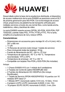 OLT GPON OptiXAccess Carrier Class con 1 tarjeta de 16 puertos GPON, 15 ranuras, 2 Fuentes de alimentación DC, 11 UR