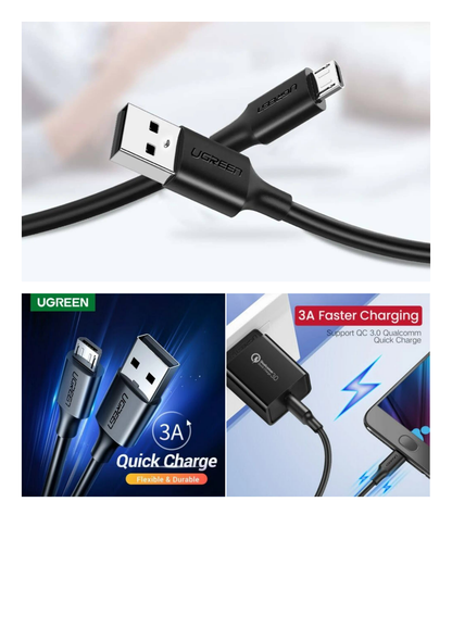 Cable USB-A a Micro USB | 1 Metro | Tecnología de Carga Rápida Qualcomm / QC 3.0/2.0 | Recarga hasta 18W | Transmisión de Datos hasta 480Mbps | Tecnología de Carga Segura | Hasta 5,000 Flexiones | ABS y PVC de Alta Duraci&o