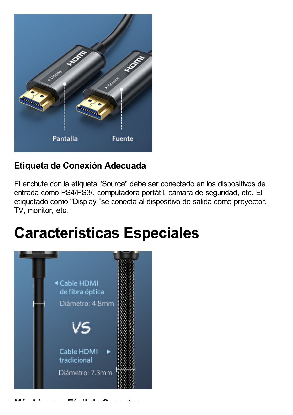 Cable HDMI de 15 Metros por Fibra Óptica 4K@60Hz | Fibra de 4 núcleos + Cobre estañado de 7 núcleos | Compatible con HDMI 2.0 | Alta velocidad 18 Gbps | 3D | HDR | Carcasa de  Zinc | Premium | 2 Años de Garantía.