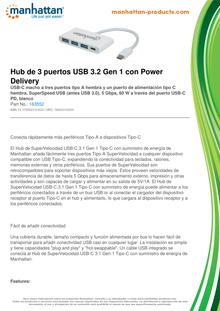 HUB USB TIPO C 3 PUERTOS A + 1 PUERTO C