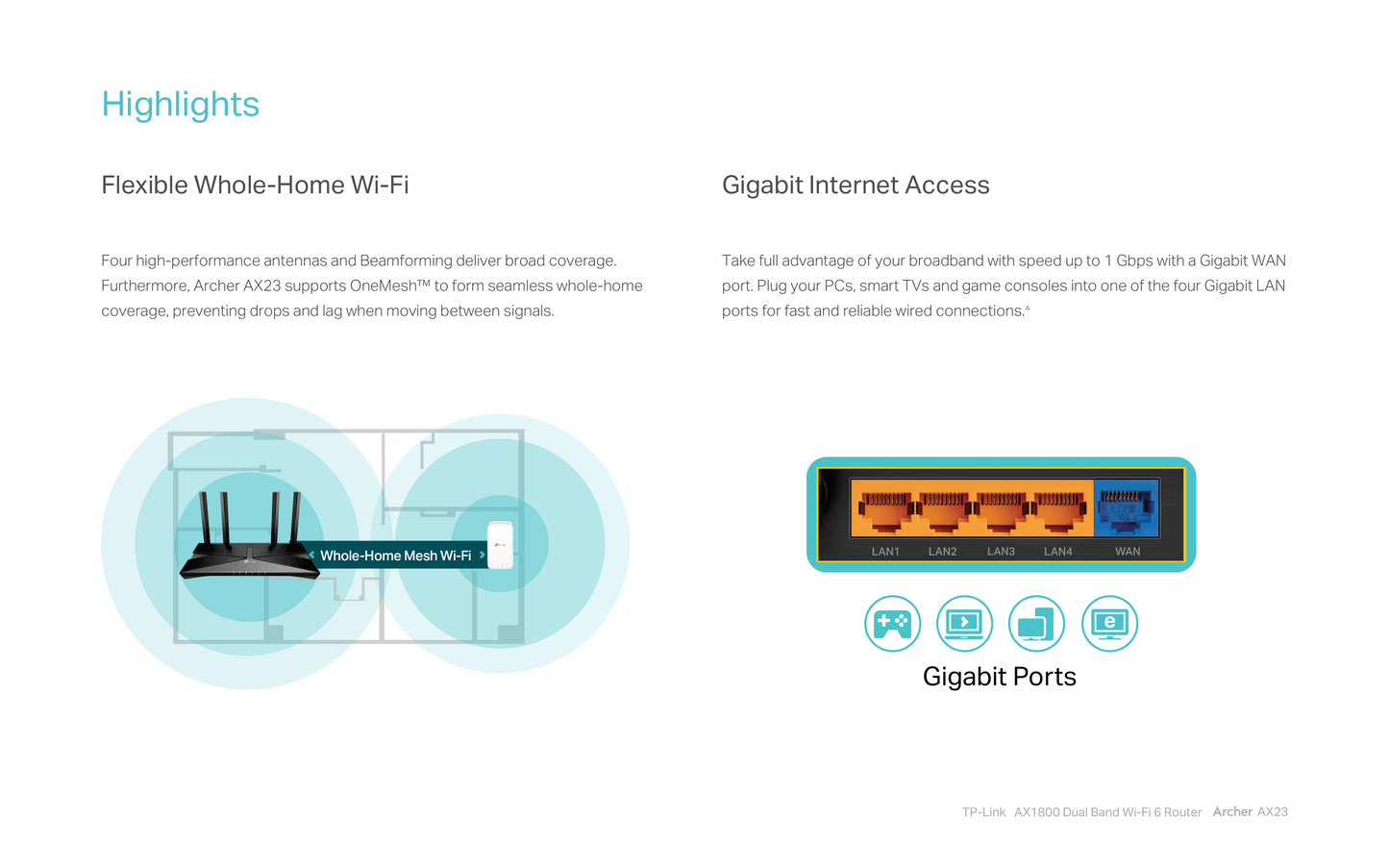 Router Wi-Fi 6 AX1800 TP-Link Archer AX23 compatible EasyMesh MU-MIMO OFDMA 1 x WAN y 4 x LAN RJ45 gigabit CPU doble núcleo