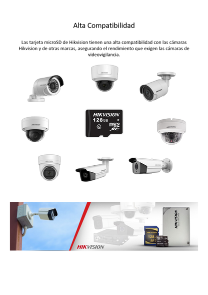 Memoria microSD / Clase 10 de 64 GB / Especializada Para Videovigilancia (Uso 24/7) / Compatibles con cámaras HIKVISION y Otras Marcas