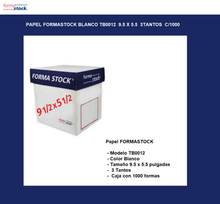 Papel Formastock Blanco TB0012 9.5 x 5.5 3 Tantos c/1000