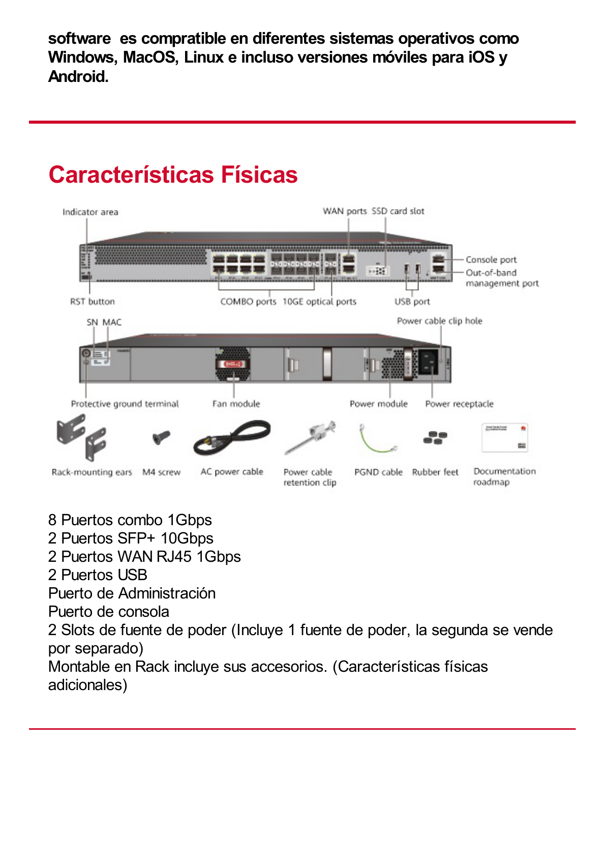 Firewall HUAWEI HiSecEngine de 8 Gbps para Empresas Medianas. Incluye Licencias por 1 Año de Threat Protection (AV, IPS, URL)