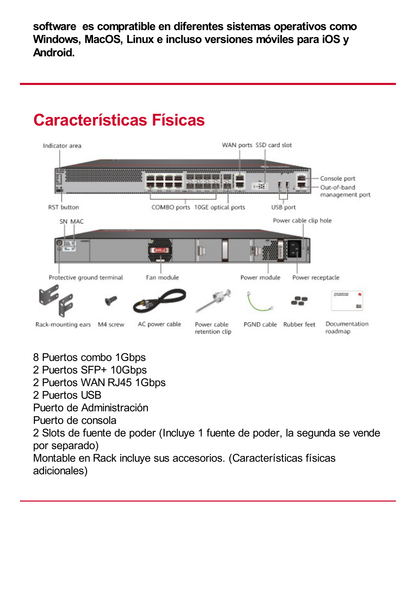 Firewall HUAWEI HiSecEngine de 8 Gbps para Empresas Medianas. Incluye Licencias por 1 Año de Threat Protection (AV, IPS, URL)