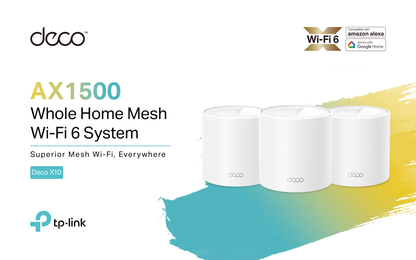 Sistema Deco X10 (1 pieza) TP-Link Mesh Wi-Fi 6 AX1500 (2 puertos RJ45 gigabit) 2x2 MU-MIMO OFDMA Beamforming