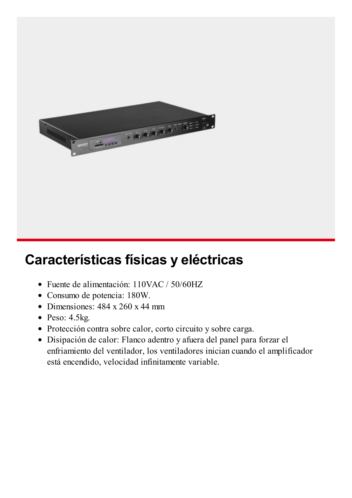 Amplificador Mezclador | 120W RMS | Sistema 100V y Baja Impedancia | MP3 | Tuner | Bluetooth | Música ambiental y Voceo