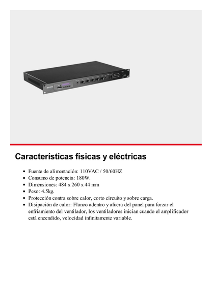 Amplificador Mezclador | 120W RMS | Sistema 100V y Baja Impedancia | MP3 | Tuner | Bluetooth | Música ambiental y Voceo